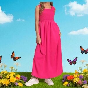 NWT Davi & Dani Pink Smocked Textured Maxi Dress Size 3X